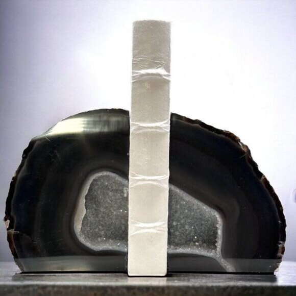 Geode Center Agate Crystal Bookends, Bookshelf Decor, Weighs Over 7+ lbs. (FH) - Picture 1 of 12